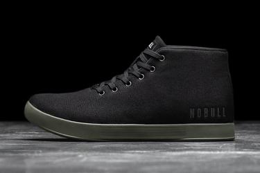 Nobull Canvas Mid Men's Trainers Black Dark Green | Australia (PK9105)